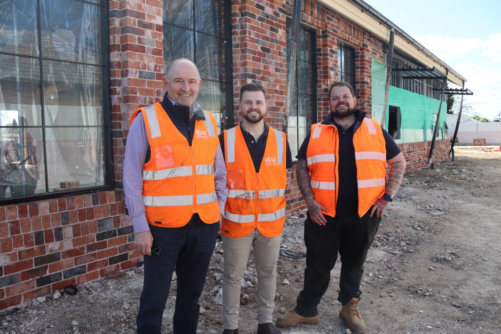Village Bakehouse director Robert Stevenson, retail operations manager Taylor Stevenson and site project manager Dean Farrant. Picture by Amy Rees 