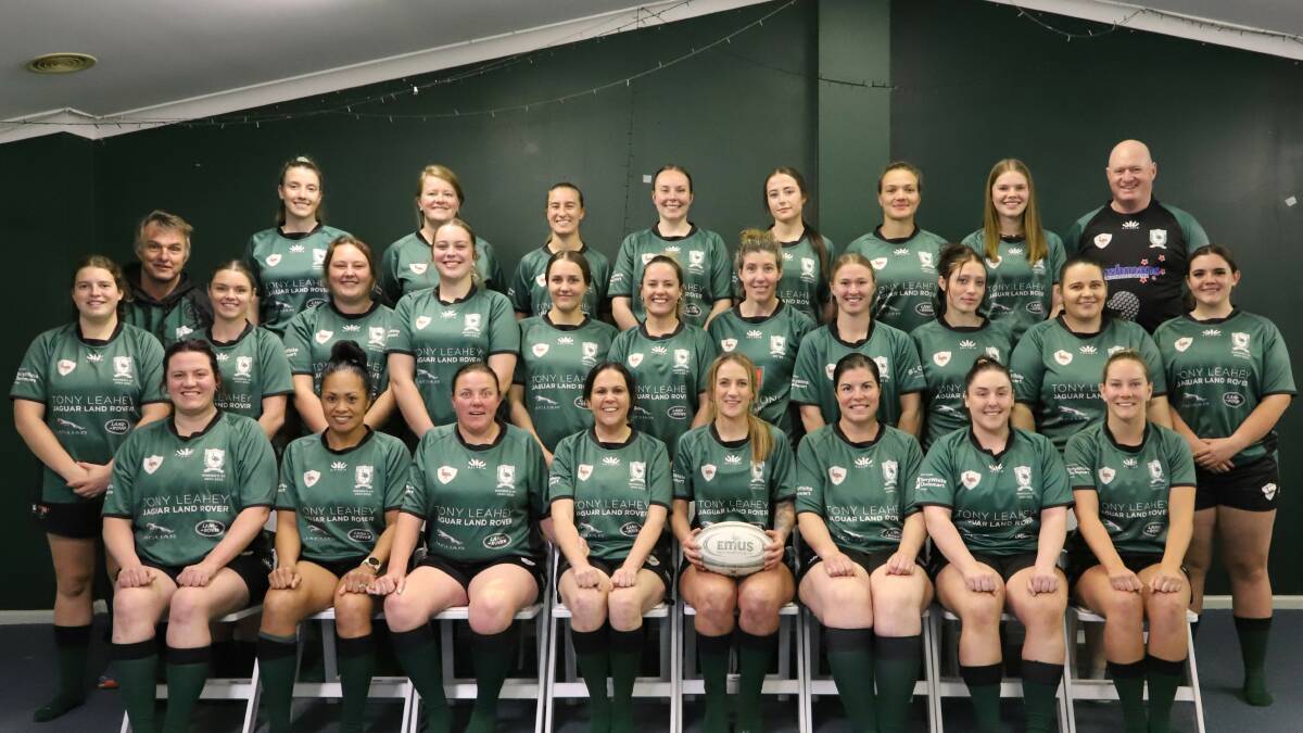 My rugby family, the 2023 senior women's squad of the Orange Emus Rugby Union Football Club with coaches Stu Brisbane and Mick Wallace. Picture by Don Moor.