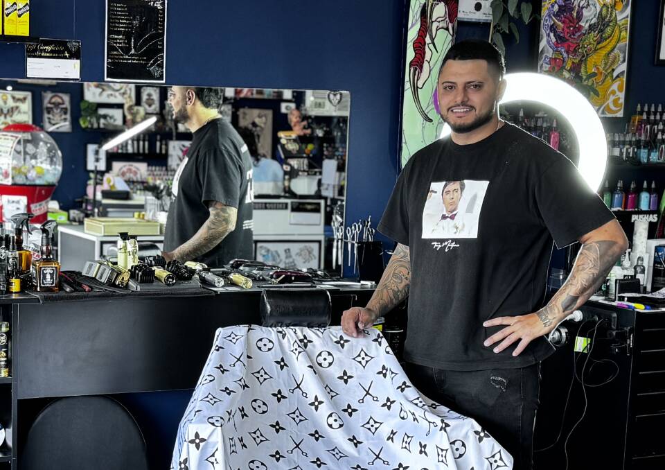 Dylan Frendo at Gold Rush Barber, the only barber in Blayney. Picture Supplied.
