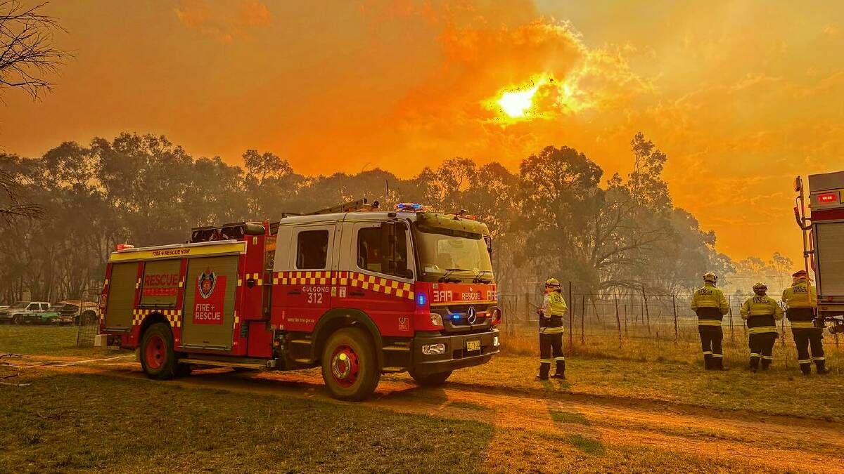 The scene at the Springwood Park Road bushfire on Monday. Picture by Fire and Rescue NSW Station 312 Gulgong Facebook page