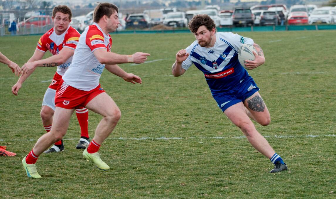 Jak Colgate, pictured scoring against Mudgee, has been one of a number of reserve grade players called into the top grade at St Pat's due to injuries. Picture by James Arrow